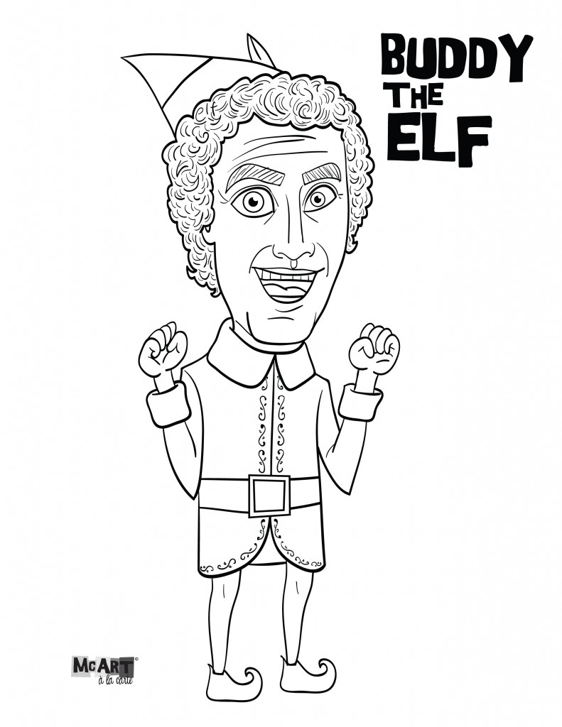 buddy the elf & jovie coloring pages – mcillustrator